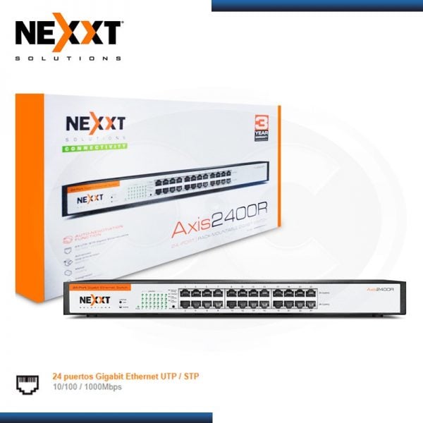 switch nexxt axis 2400r gigabit 24 puertos 101001000 mbps metal rackeable